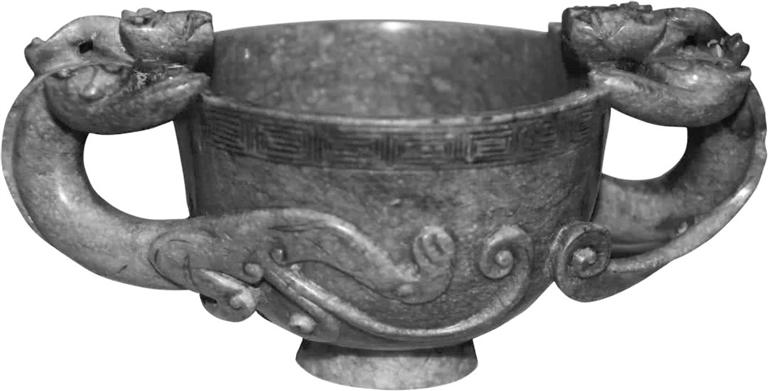 明青玉雙螭耳杯，蘭州晏家坪出土的稀世珍寶