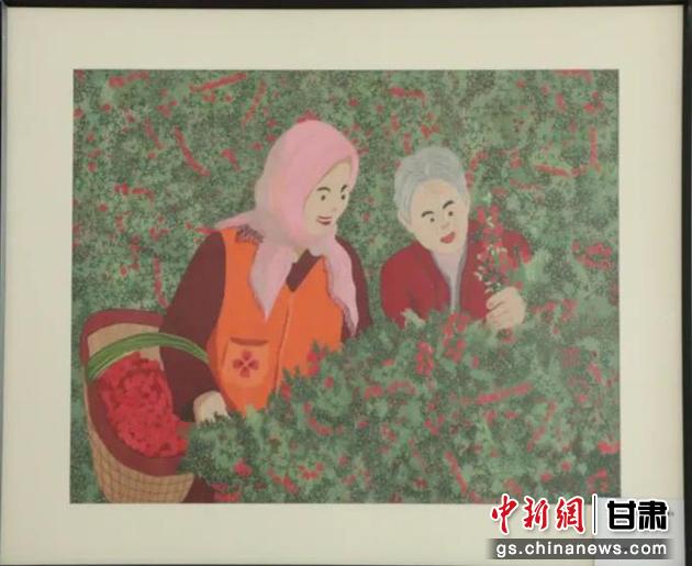 靖遠縣枸杞種植業(yè)帶動10多萬農(nóng)民脫貧致富。刺繡 王明風 繡稿 胡靜