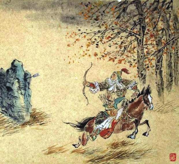 “林暗草驚風(fēng)，將軍夜引弓?！碑?huà)作